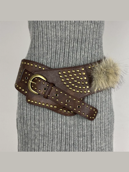 Women's Fur Belt Retro Versatile Faux Leather Belt MDA0480H9T