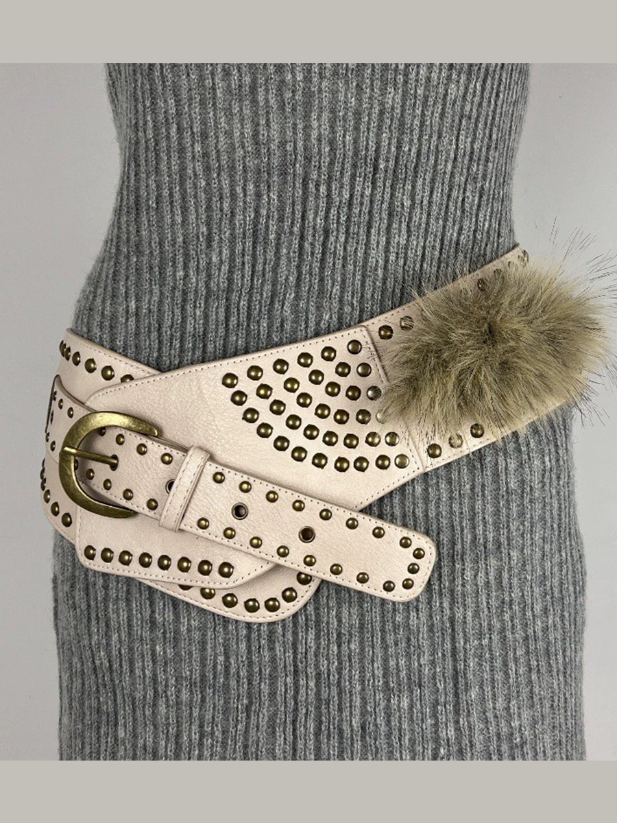 Women's Fur Belt Retro Versatile Faux Leather Belt MDA0480H9T